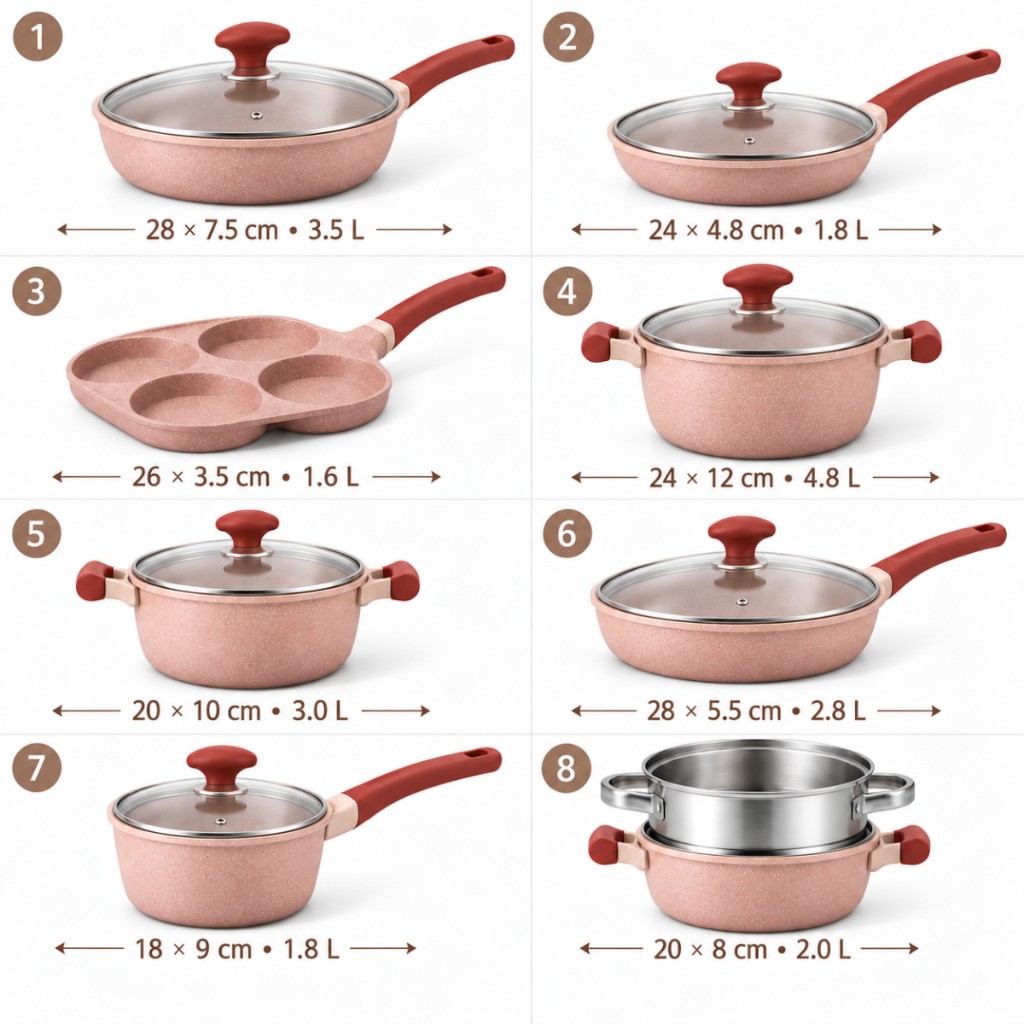 Set completo Domella™ — dimensioni dei pezzi inclusi